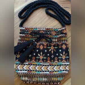 Johnny Was Boho Embroidered Bucket Bag